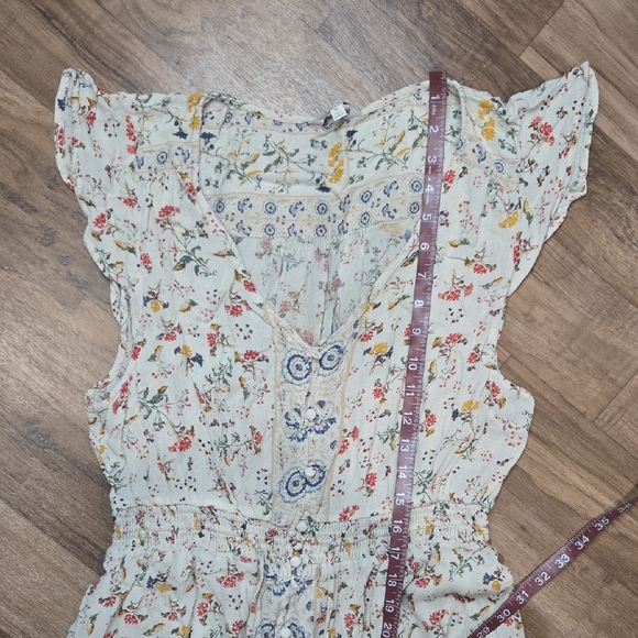 Lucky Brand Blue and Pink V-Neck Flutter Sleeve Midi Dress - Picture 9 of 16